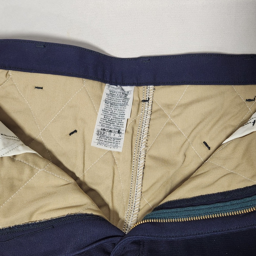 Carhartt FR Canvas Waist Overall Quilt Lined Pant/Jean Navy 38x34 FRB194 HRC 3 - Picture 5 of 14